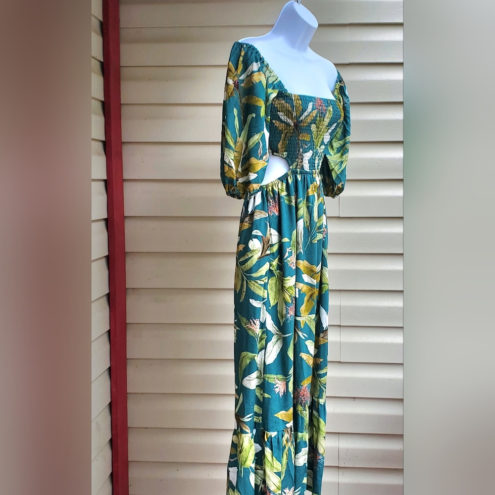 Tropical Green Backless Dress